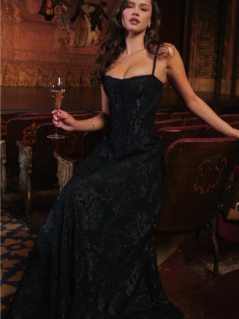 House Of Cb ESME Midnight Blue Lurex Chiffon Maxi Dress - Picture 1 of 9